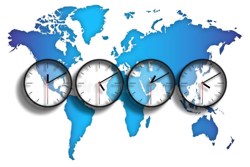 Fusos horários do mapa do mundo ilustração royalty free Fusos horários do mapa do mundo ilustração royalty free