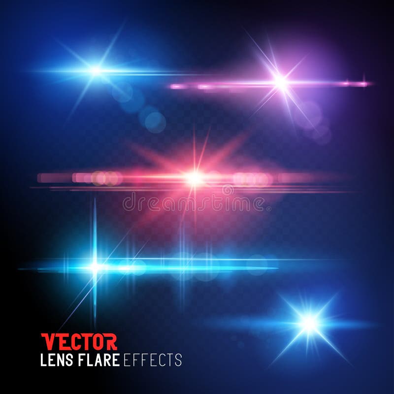 Fusées de lumière de fusée et de soleil de lentille de vecteur illustration libre de droits Fusées de lumière de fusée et de soleil de lentille de vecteur illustration libre de droits