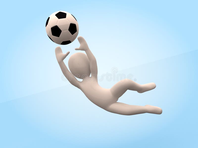 Futbol 3D-man uderza piłkę bramkarz ilustracji Futbol 3D-man uderza piłkę bramkarz ilustracji