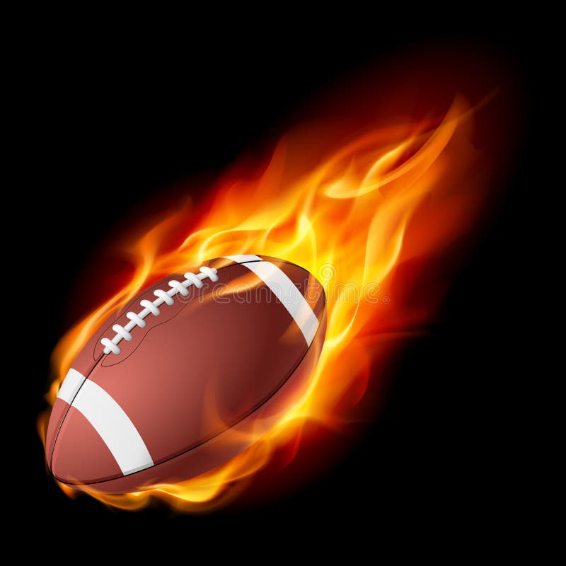 Futebol americano realístico no incêndio ilustração stock Futebol americano realístico no incêndio ilustração stock