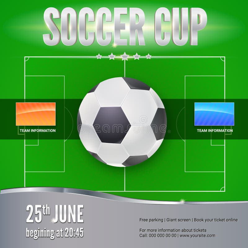 Cartaz de futebol ou futebol com design de texto. Modelo para