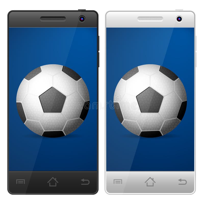 Esporte Que Aposta Em Linha Telefone Celular Com Campo De Futebol Na Bola Do Futebol Da Tela E Do Realistik Na Parte Dianteira Es Ilustração do Vetor - Ilustração de jogo, tela