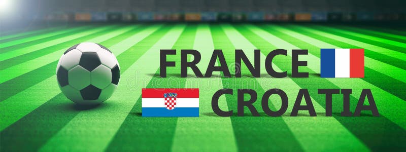 Futebol, fósforo de futebol, França contra a Croácia, ilustração 3d ilustração stock Futebol, fósforo de futebol, França contra a Croácia, ilustração 3d ilustração stock