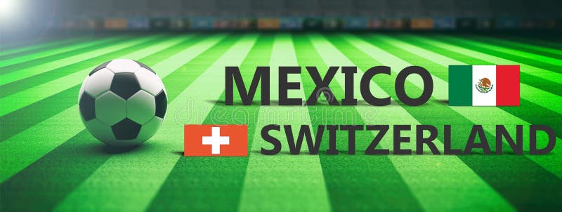 Futebol, fósforo de futebol, México contra Suíça, ilustração 3d ilustração do vetor Futebol, fósforo de futebol, México contra Suíça, ilustração 3d ilustração do vetor