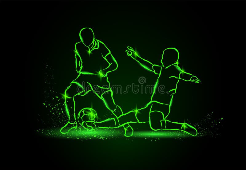 Futebol Luta para a bola tackle Estilo de néon ilustração royalty free Futebol Luta para a bola tackle Estilo de néon ilustração royalty free