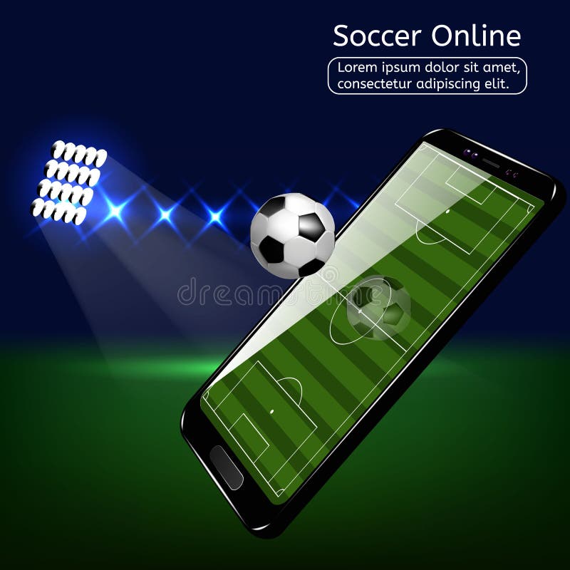 Vetores de Móveis De Futebol Móvel Esporte Jogo Jogo De Futebol Online Com  Campo De Futebol Ao Vivo App Móvel Na Tela Do Smartphone E Bola Conceito De  Vendas De Bilhetes Online