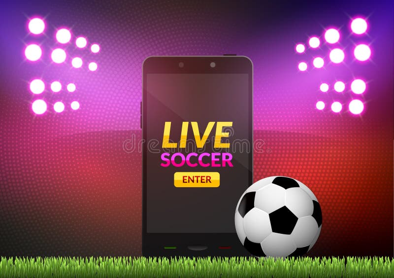 Vetores de Móveis De Futebol Móvel Esporte Jogo Jogo De Futebol Online Com  Campo De Futebol Ao Vivo App Móvel Na Tela Do Smartphone E Bola Conceito De  Vendas De Bilhetes Online