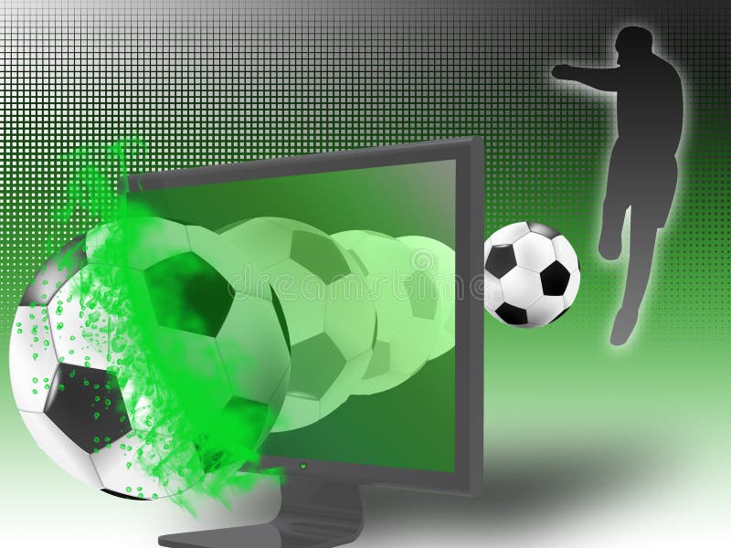 Futebol na televisão 3d ilustração stock. Ilustração de direto