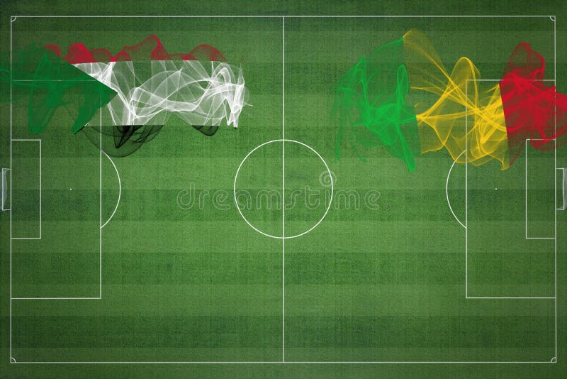 Formação da seleção nacional de futebol do mali no campo de futebol.