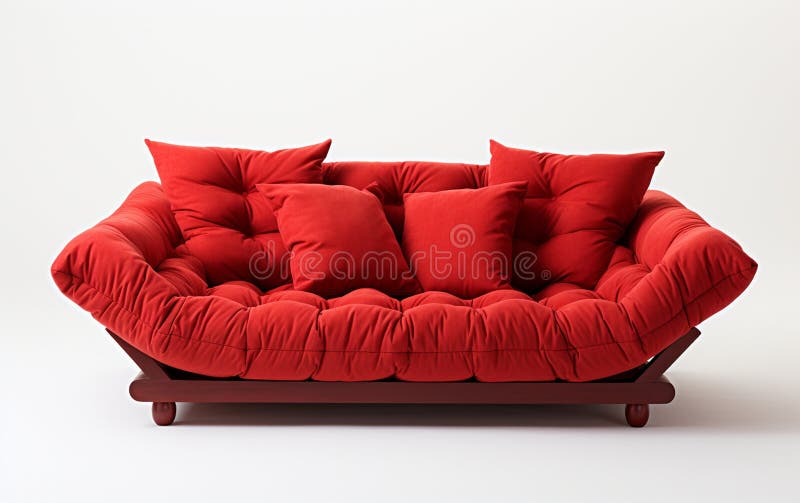 Futon Bed on a White Background Generative Ai Stock Illustration