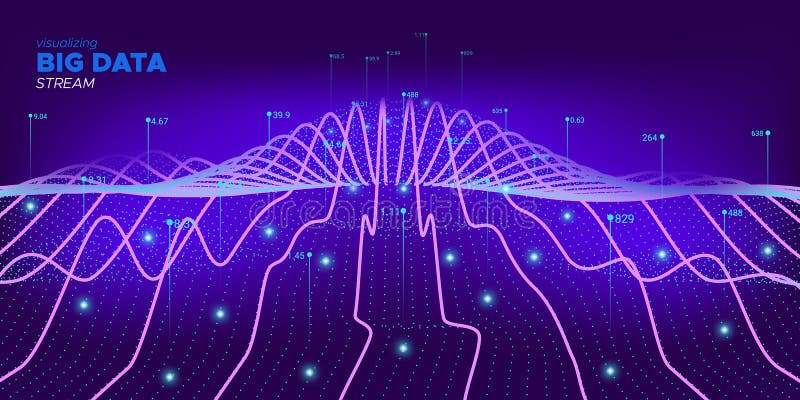 Future Big Data Network. Neon Particle Abstract Stock Vector