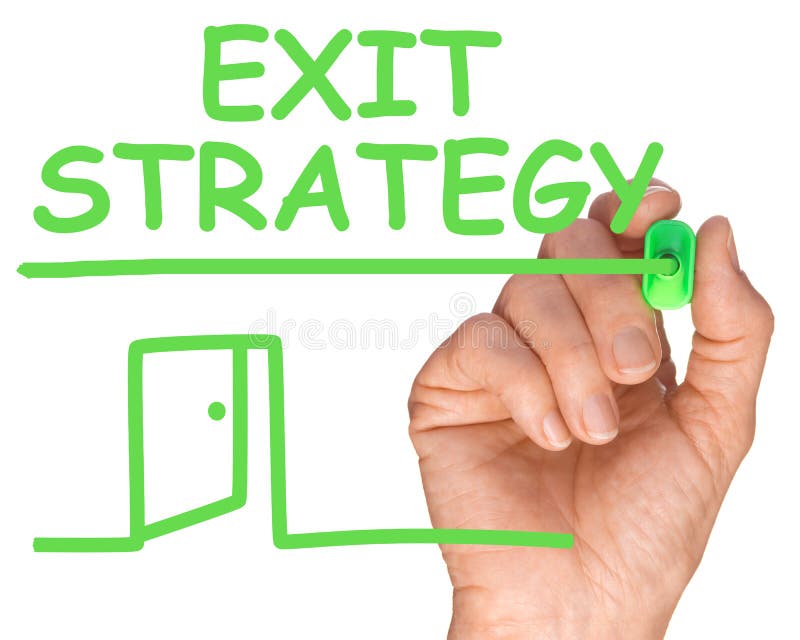 Future Business Hand with Green Pen Writing Exit Strategy stock photo Future Business Hand with Green Pen Writing Exit Strategy stock photo