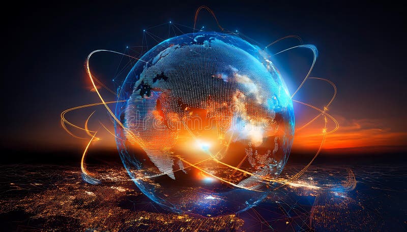 Future Digital Innovation Technology Concept Icon and Global Warming ...