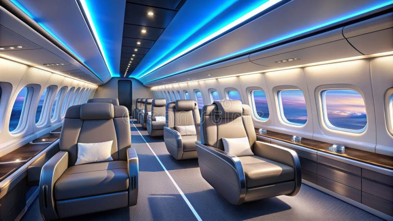 Future of Flight A Glimpse into the Modern Aircraft Cabin royalty free illustration