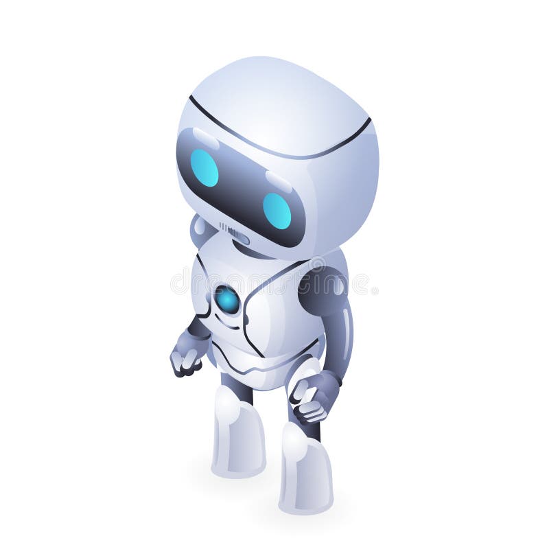 Future isometric cute robot innovation technology science fiction design vector illustration royalty free illustration