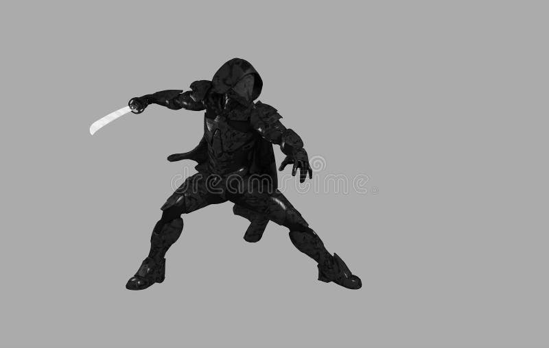 A woman as a black bodysuit ninja, sci-fi, full body, Isolated, Generative  AI Stock Illustration