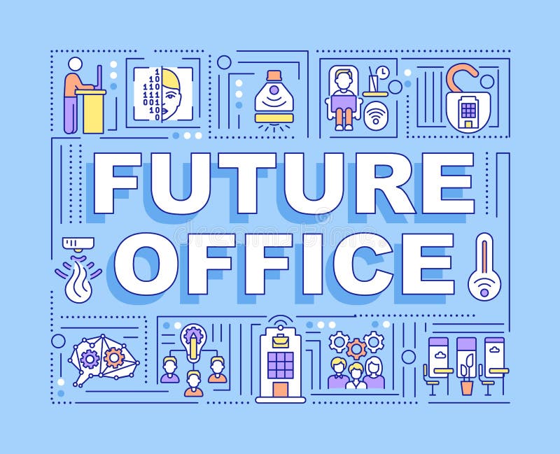 Future office word concepts banner vector illustration