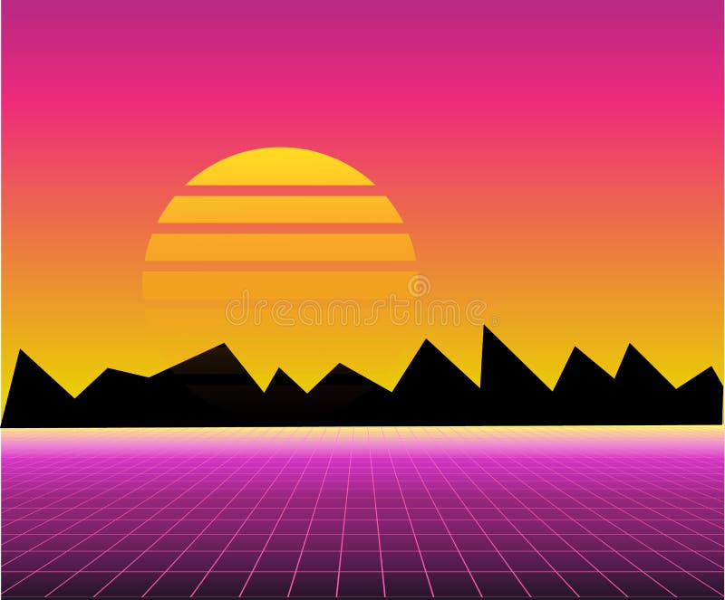 Future Retro Line Background of the 80s. Vector Futuristic Synth Retro ...