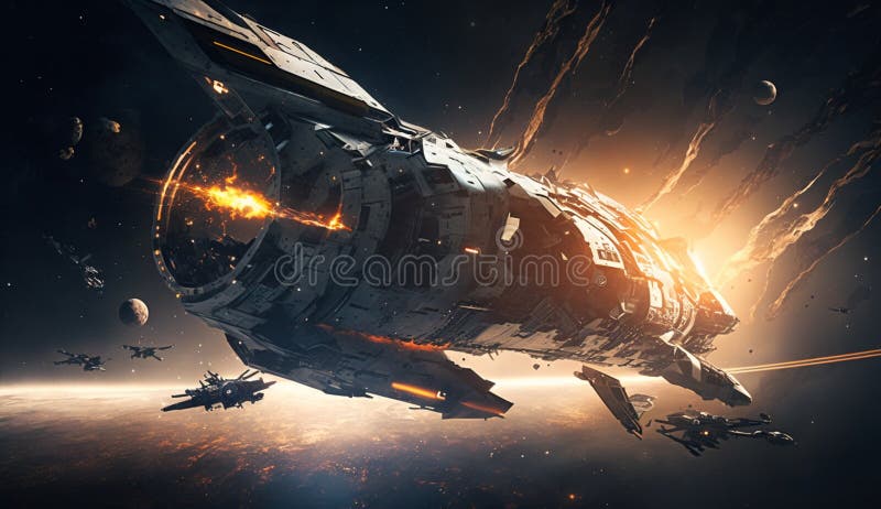 Future Sci-fi Space Battleship Spaceship in the Universe Material Picture  Stock Illustration - Illustration of distant, background: 275154667