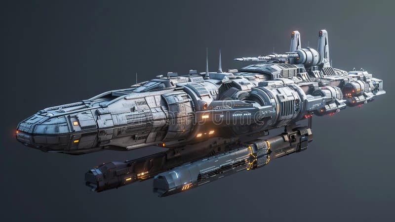 The Future of Spacecraft Design. A futuristic spaceship design, rendered in 3D, showcasing intricate details and advanced technology