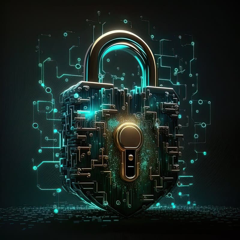 Future Technology Data Protection Cybersecurity Padlock Protection Ai