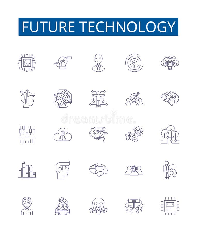 Future technology line icons signs set. Design collection of Innovations, Automation, Robotics, Artificial Intelligence royalty free illustration