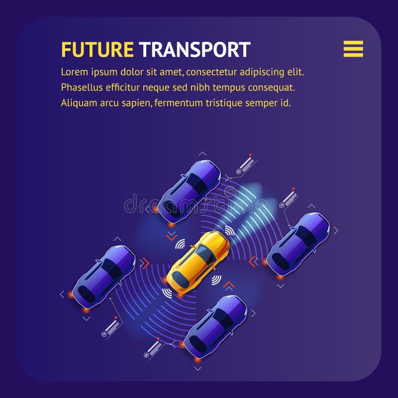 Future Transport Banner. Intelligent Cars Traffic.