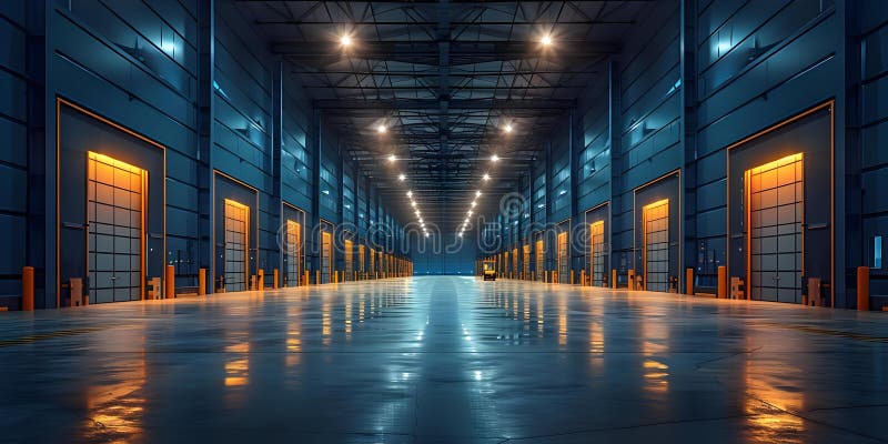 The Future of Transportation: An Innovative Logistics Network with a Large Warehouse Center. vector illustration