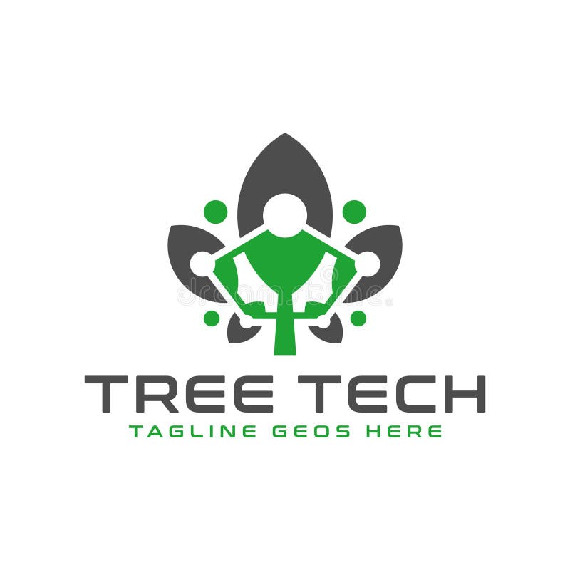 Future Tree Technology Illustration Logo Design Stock Vector
