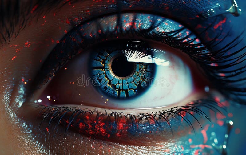 Future Woman with Cyber Eye Implant Generative AI royalty free illustration
