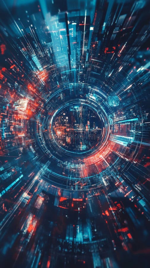 Futurist Abstract Digital Vortex Visualisation Exploring Motion and Energy in Bright Colour vector illustration