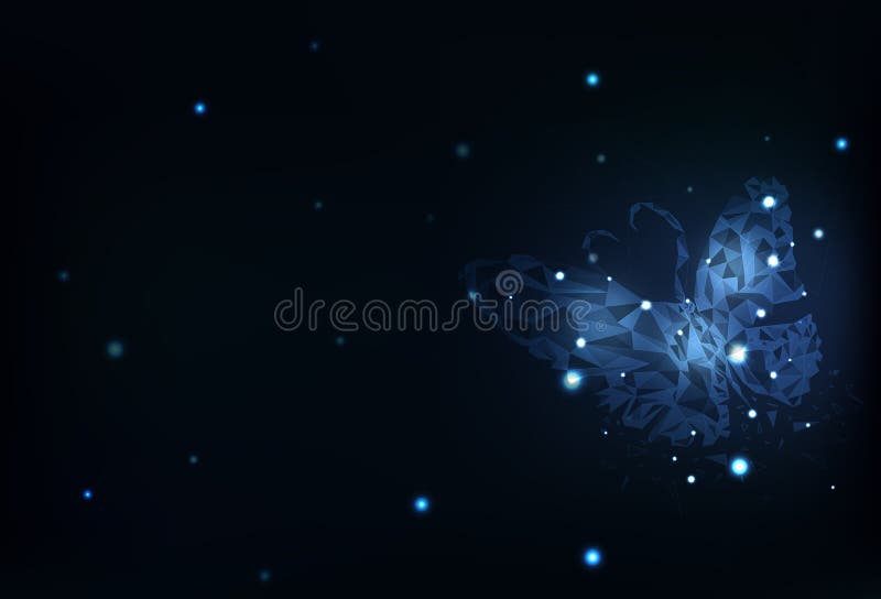Futurista azul del fondo del extracto de la tecnología del polígono de la mariposa stock de ilustración Futurista azul del fondo del extracto de la tecnología del polígono de la mariposa stock de ilustración