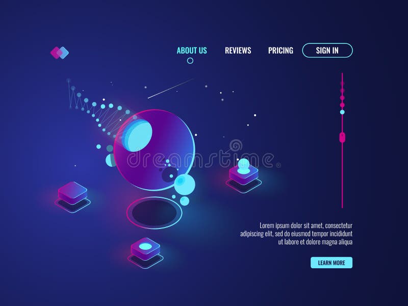 Futuristic abstract art, spacecraft, planet, server room, data processing, cloud storage concept vector stock illustration Futuristic abstract art, spacecraft, planet, server room, data processing, cloud storage concept vector stock illustration