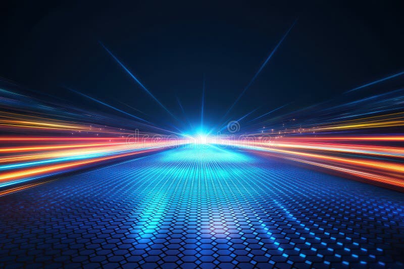Futuristic Abstract Background with Neon Lights and Speeding Motion Effects Creating a Dynamic and Engaging Visual stock photo