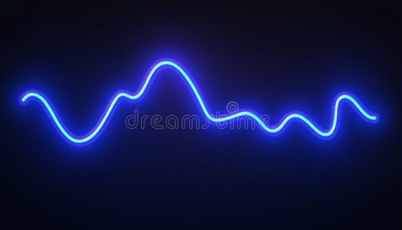 Futuristic Abstract Bright Blue Waveform with Dynamic Curves in a Neon Line Graph on Dark Background royalty free illustration