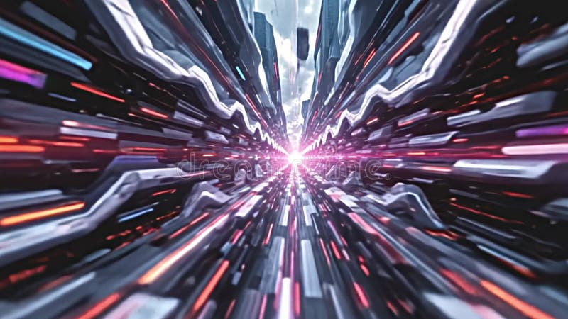 Futuristic abstract digital animation featuring intricate glitch Generative AI stock illustration