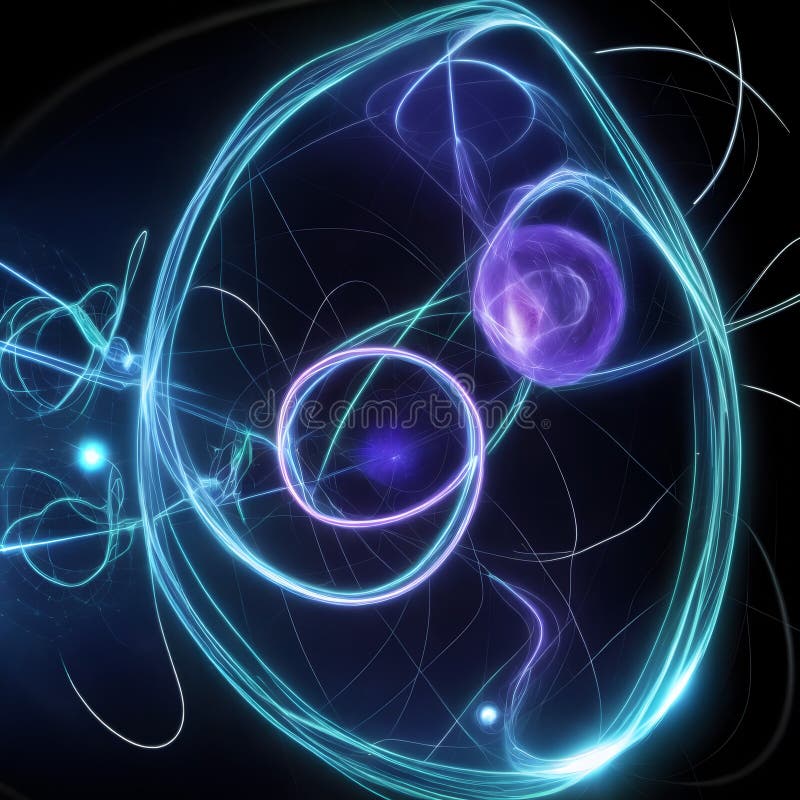 Futuristic Abstract Digital Swirls in Blue and Purple royalty free illustration