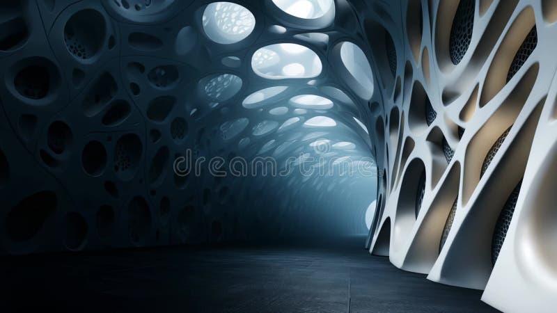 Futuristic Abstract Space featuring Unique Organic Structures and Shapes vector illustration