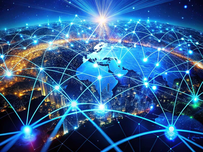 A Futuristic Aerial View of a Seamless Global Financial Network Rapid Secure and Efficient Money Exchange Technology. Experience the dynamic energy of global finance in this abstract, aerial visualization of a high-speed money exchange network. The vibrant blue hues represent the seamless flow of transactions, data transfer, and digital currency across the interconnected global marketplace. This cutting-edge technology embodies the rapid pace of modern financial innovation, fostering efficient and secure online