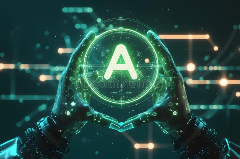 \'Explore a futuristic AI concept with glowing blue tech and cyber aesthetics, blending advanced technology vector illustration