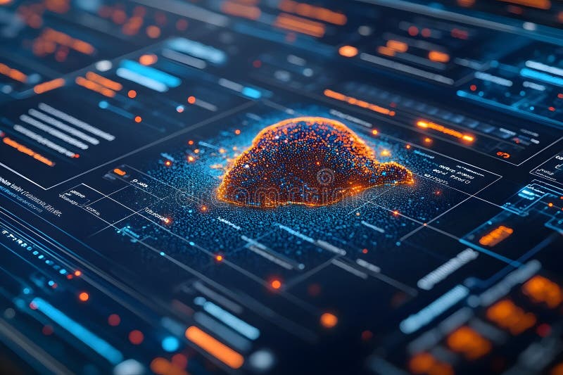Futuristic AI Data Visualization with Digital Interface Elements Generative AI royalty free illustration