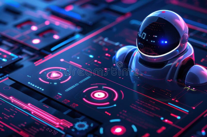 futuristic 3D rendering of AI presentation interface with holographic elements and voice commands