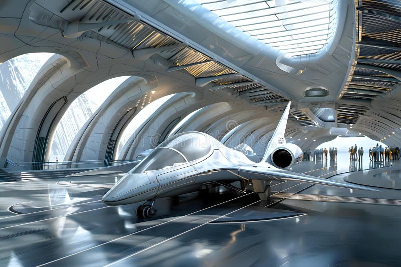 Futuristic Aircraft Design, Exploring the sleek aesthetics and innovative engineering of a next-generation personal royalty free illustration