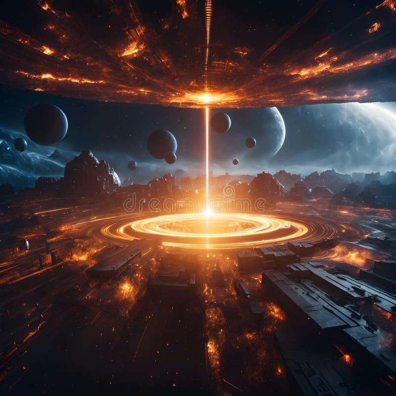 Cosmic Energy Beam in Metropolis stock photography