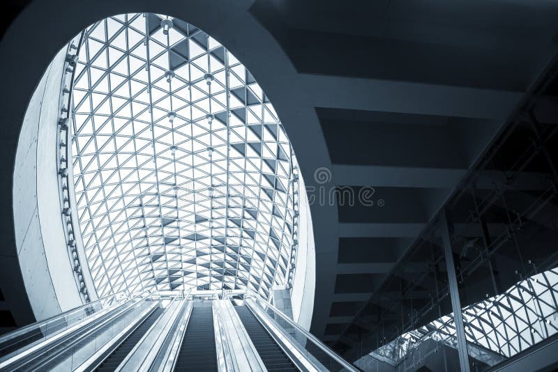 Futuristic architecture with large windows stock images