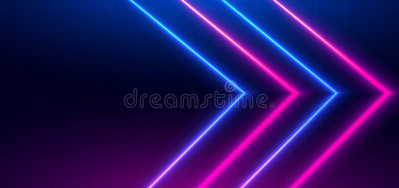 Futuristic arrow blue and pink neon hi speed on dark background vector illustration