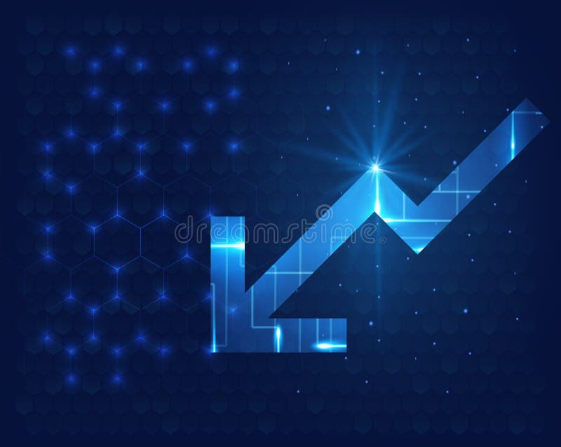 Futuristic arrow chart digital transformation abstract technology background vector, financial stock illustration