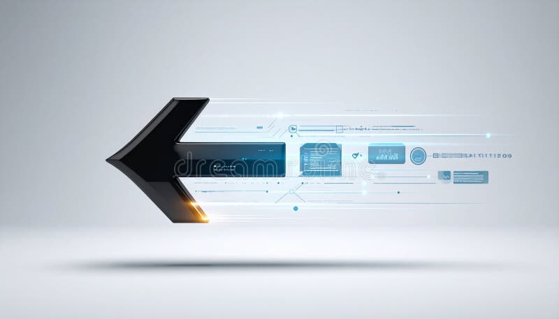 Futuristic Arrow with Digital Data Interface stock illustration