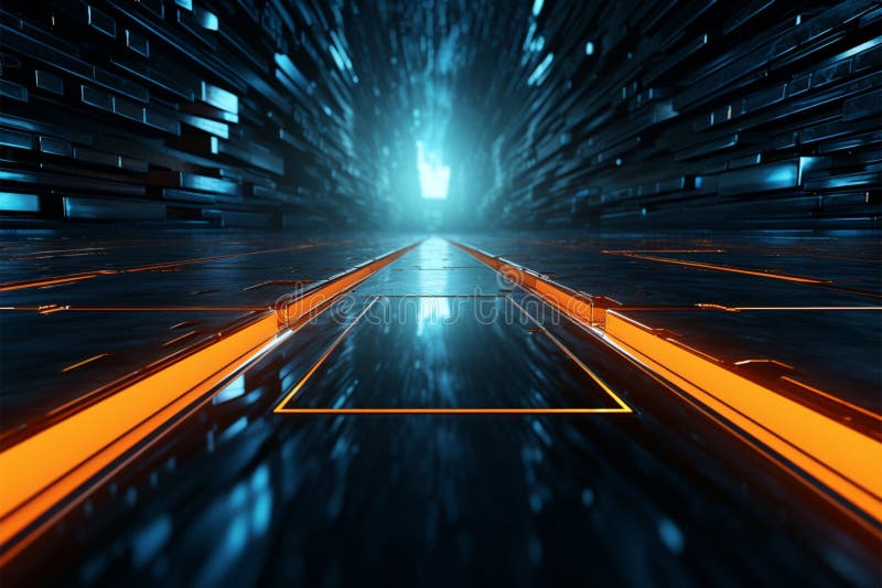 Futuristic arrow technology 3D rendering races in abstract sci fi backdrop vector illustration