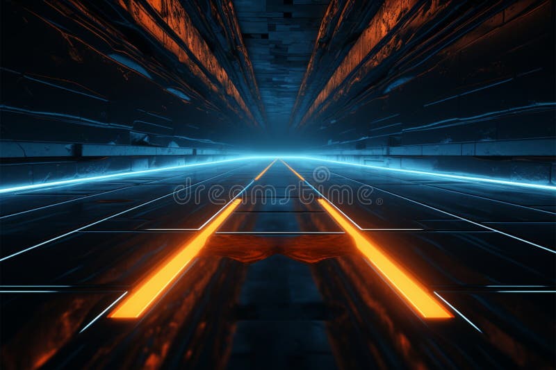 Futuristic arrow technology 3D rendering races in abstract sci fi backdrop vector illustration